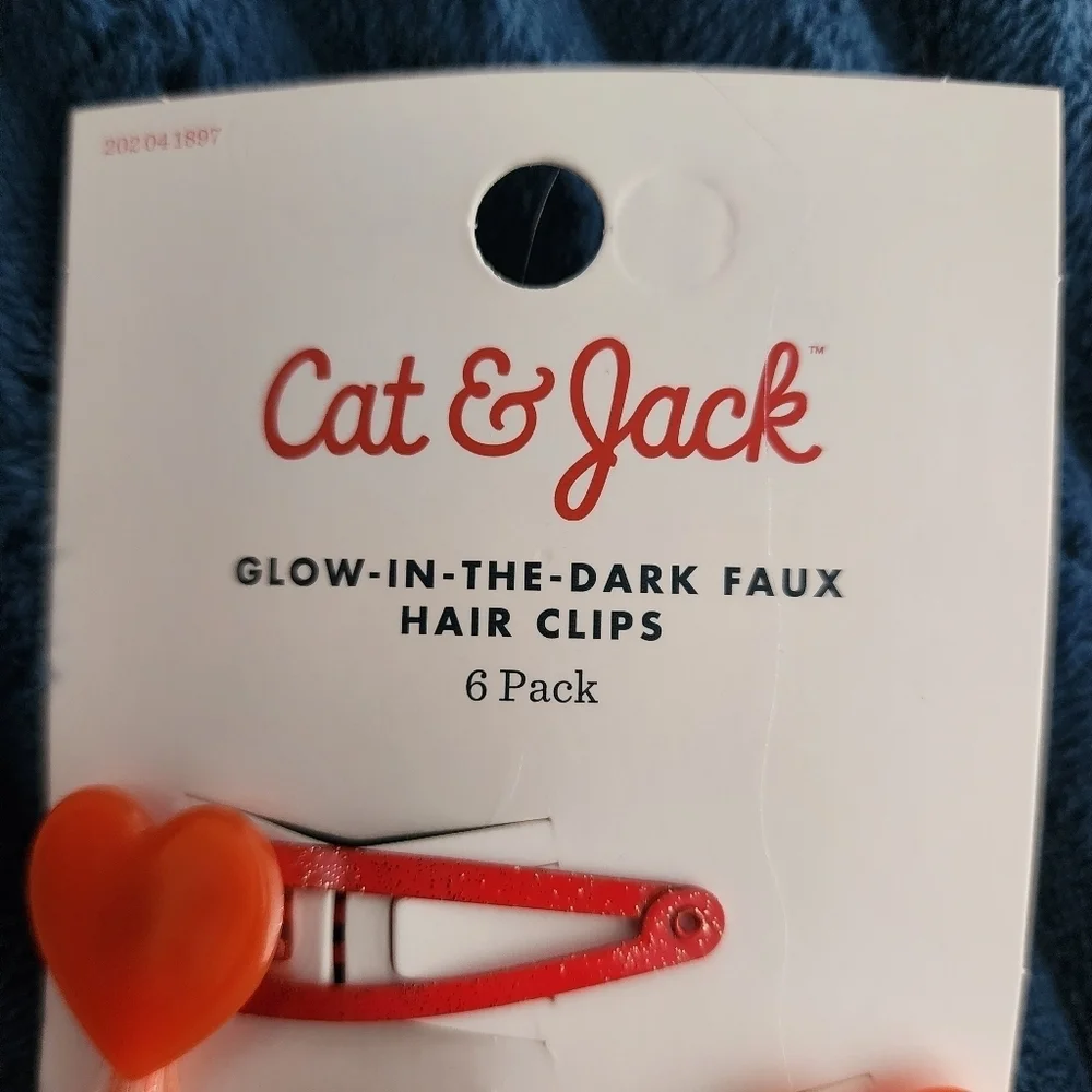NWT Cat & Jack Halloween Glow-in-the-Dark Hair Clips 6 Pack Colorful Extentions